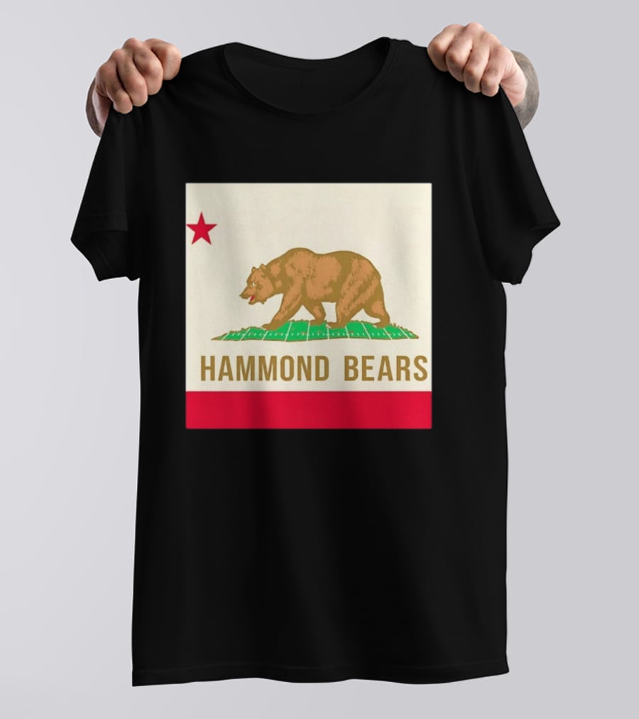 Hammond Bears California Flag Red Star Bear Image T-Shirt