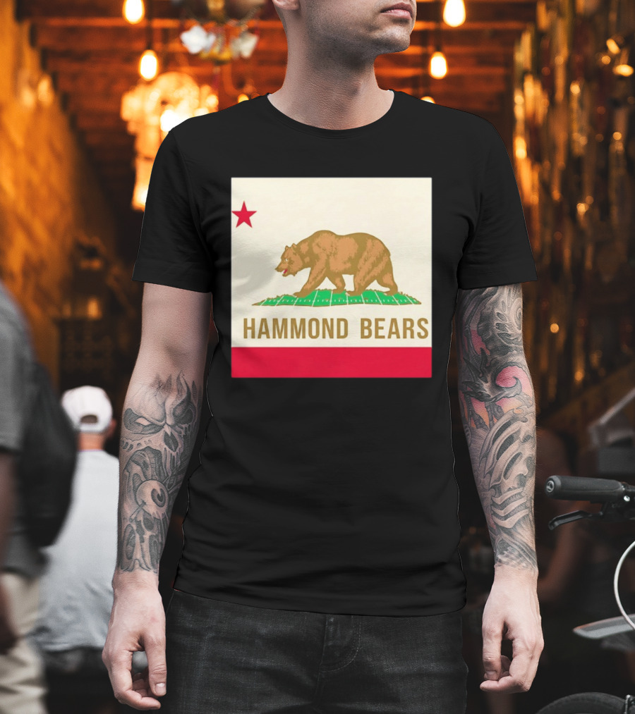 Hammond Bears California Flag Red Star Bear Image T-Shirt