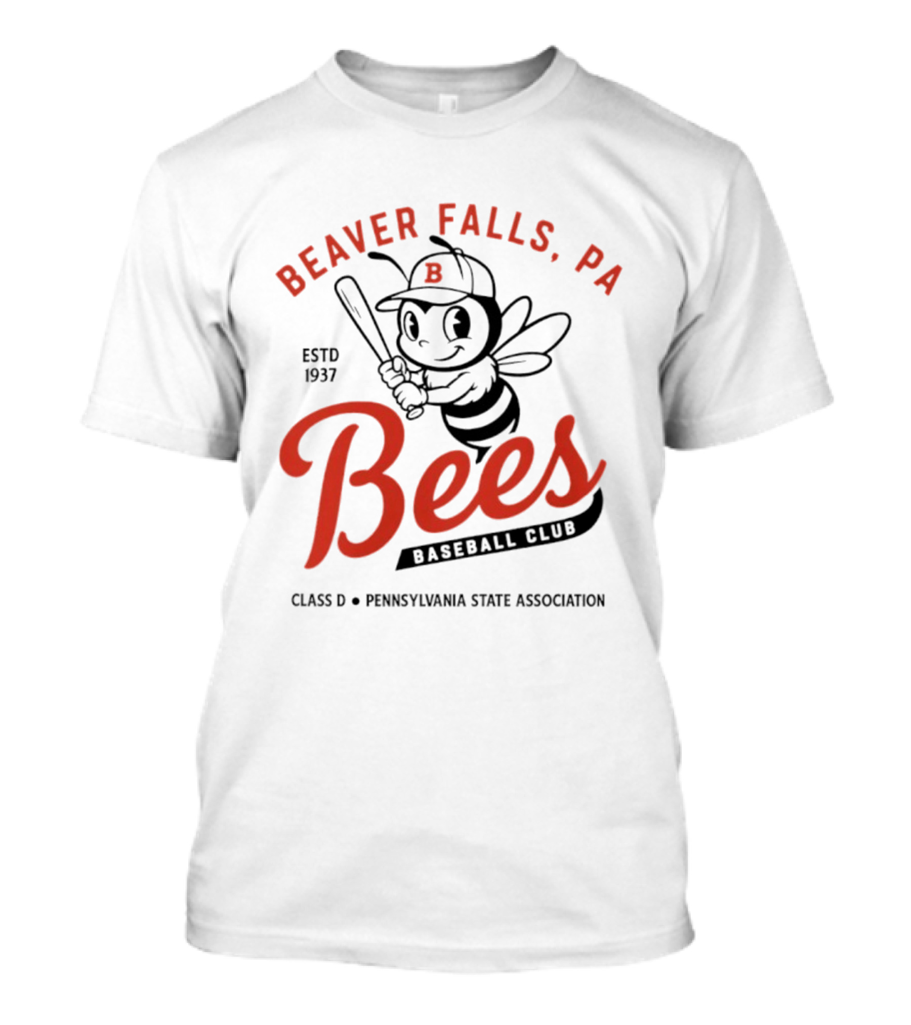Beaver Falls PA Bees Baseball Club Estd 1937 Class D Pennsylvania State Association T-Shirt