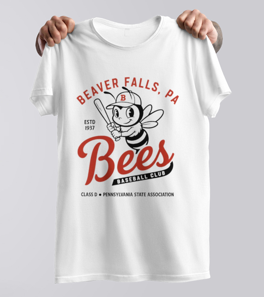 Beaver Falls PA Bees Baseball Club Estd 1937 Class D Pennsylvania State Association T-Shirt