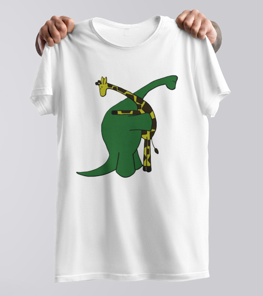 Dinosaur And Giraffe Friendship Embrace T-Shirt