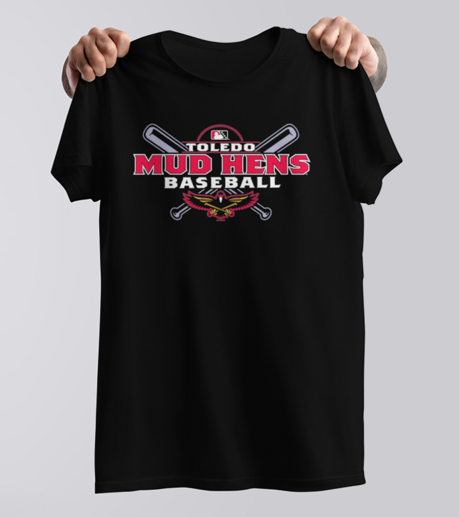 Toledo Mud Hens Baseball MLB Crossed Bats With Eagle T-Shirt