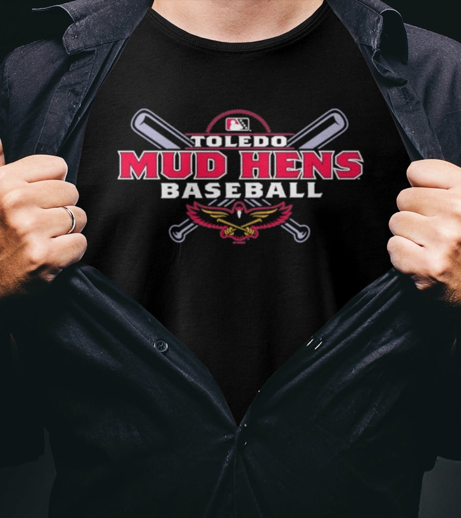 Toledo Mud Hens Baseball MLB Crossed Bats With Eagle T-Shirt