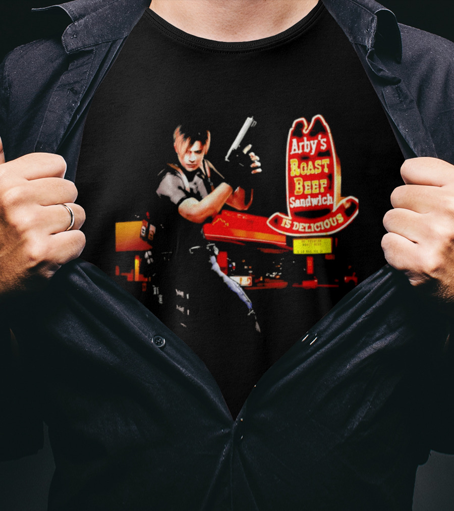 Arby's Roast Beef Sandwich Is Delicious Resident Evil Leon Skating T-Shirt