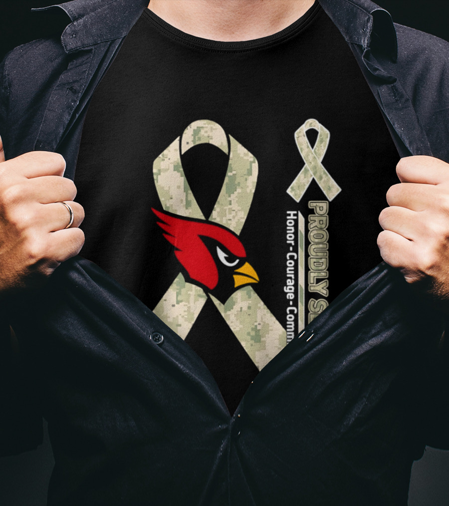 Arizona Cardinals Proudly Served Military Camo Honor Courage Commitment T-Shirt