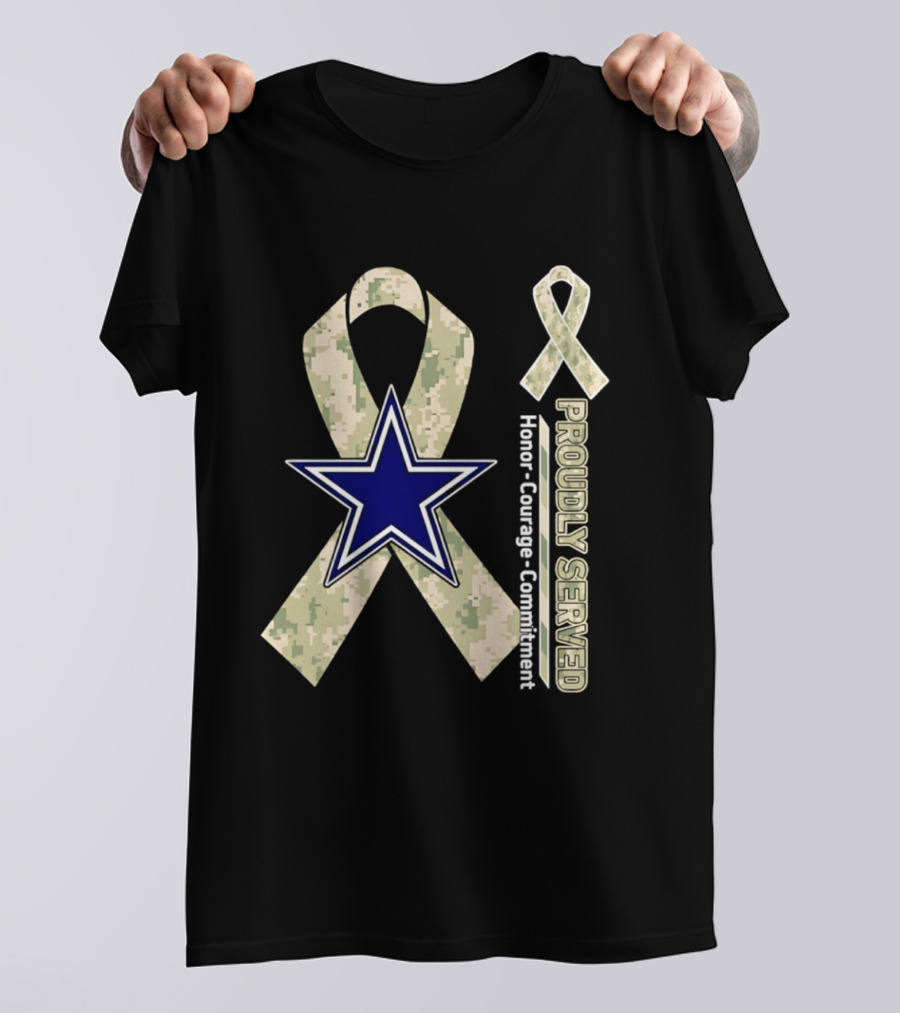 Dallas Cowboys Camouflage Ribbon Honor Courage Commitment T-Shirt