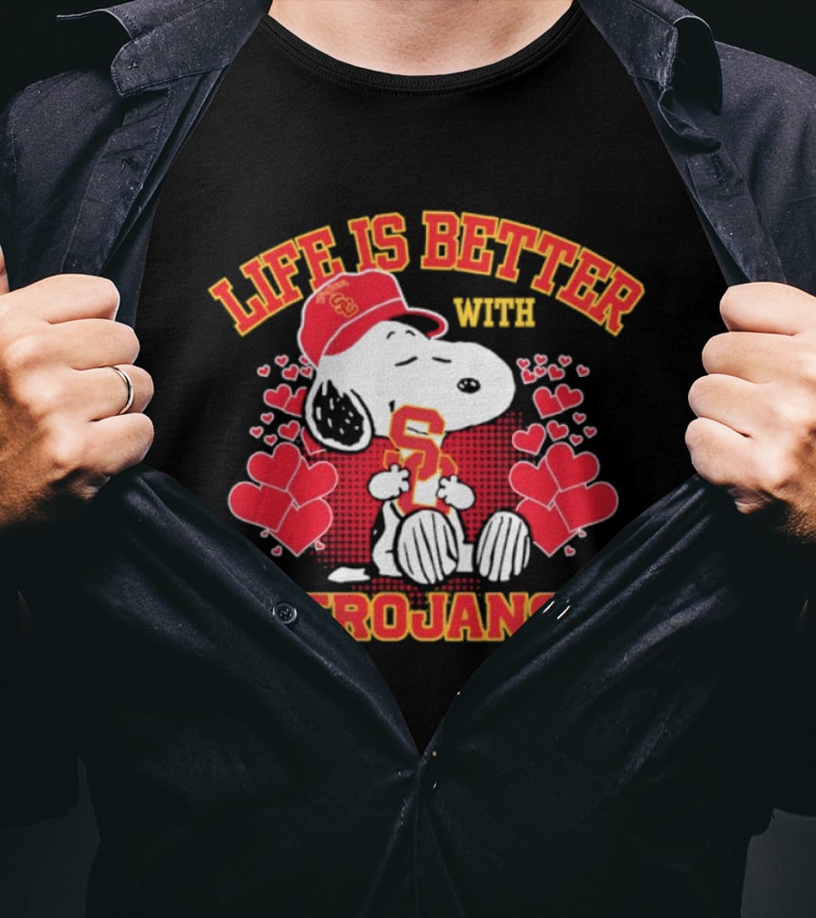 USC Trojans Snoopy Love Life Is Better With Trojans T-Shirt