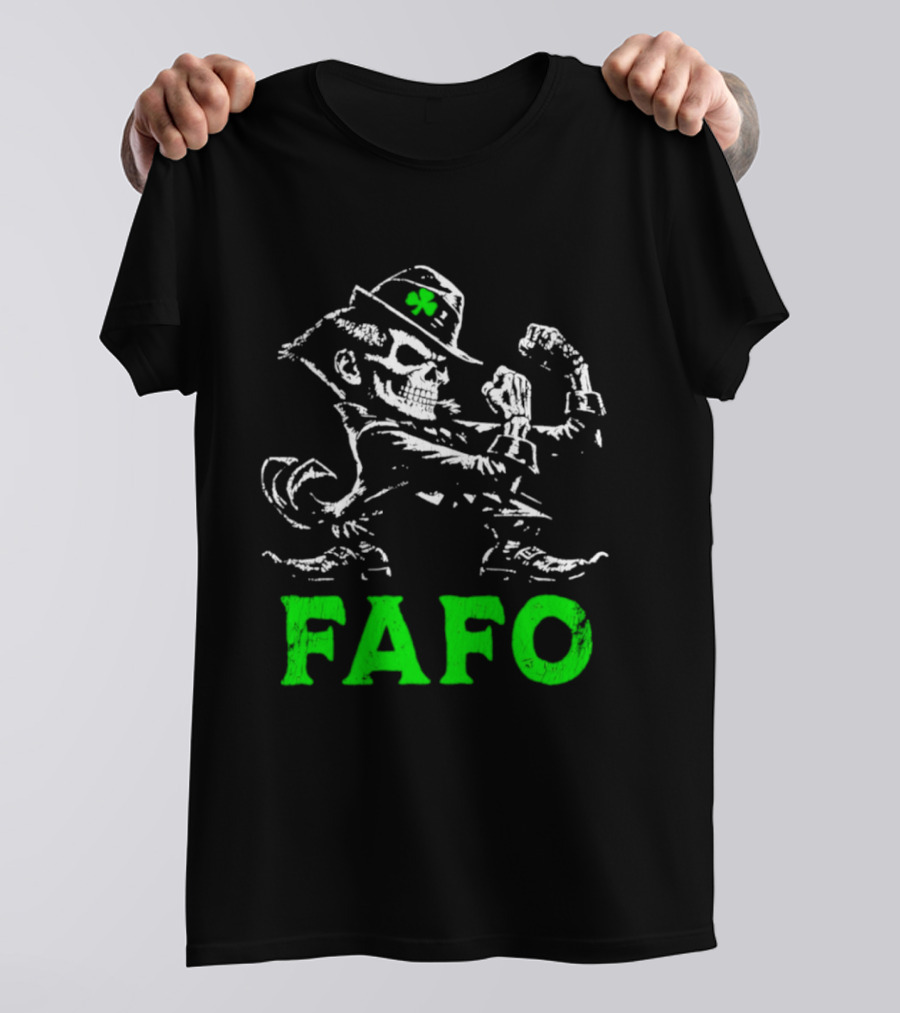 FAFO Skeleton Leprechaun Flexing St Patrick's Day T-Shirt