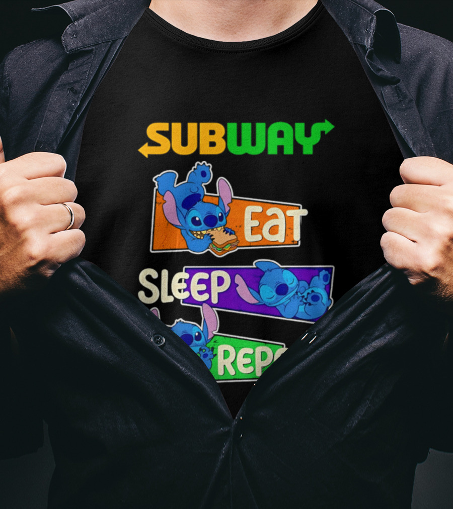 Subway X Stitch Eat Sleep Repeat T-Shirt