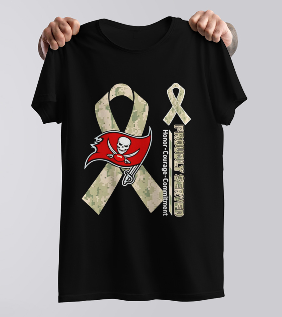Tampa Bay Buccaneers Proudly Served Military Support Honor Courage Commitment Ribbon T-Shirt