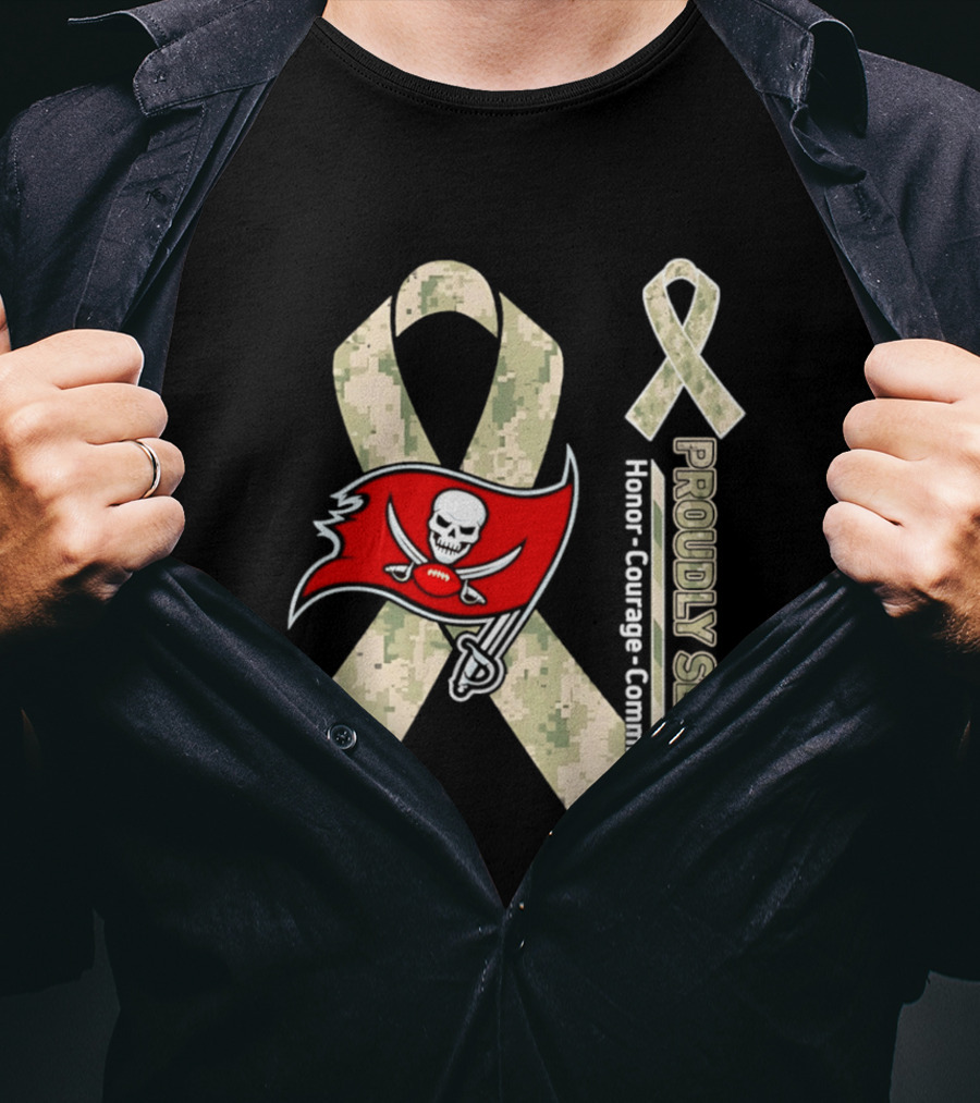 Tampa Bay Buccaneers Proudly Served Military Support Honor Courage Commitment Ribbon T-Shirt