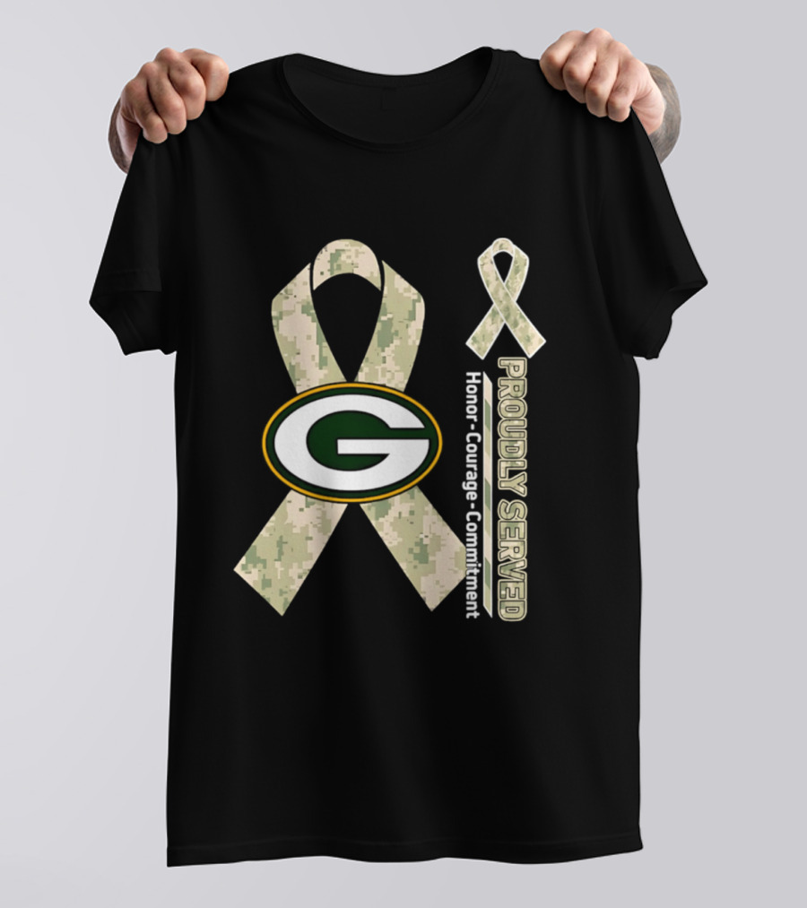Green Bay Packers Camouflage Ribbon Honor Courage Commitment T-Shirt