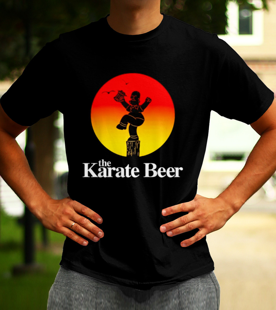 The Karate Beer Sunset Crane Pose Beer T-Shirt