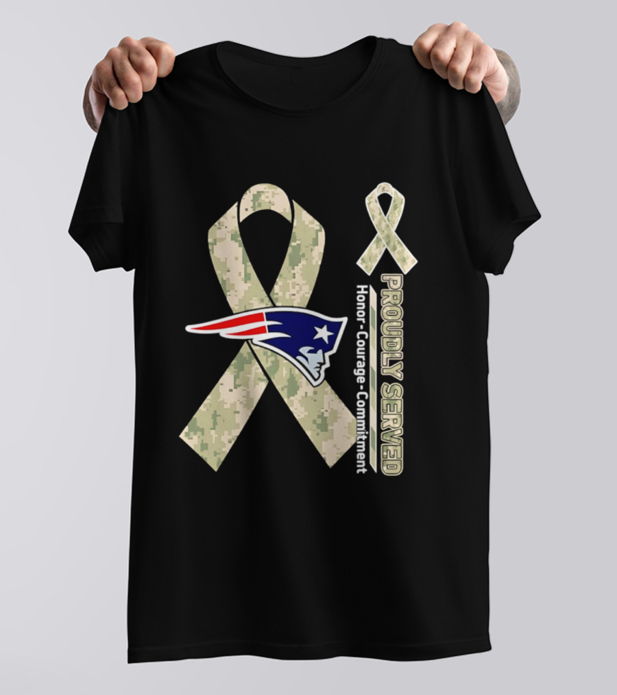 New England Patriots Camouflage Ribbon Honor Courage Commitment T-Shirt