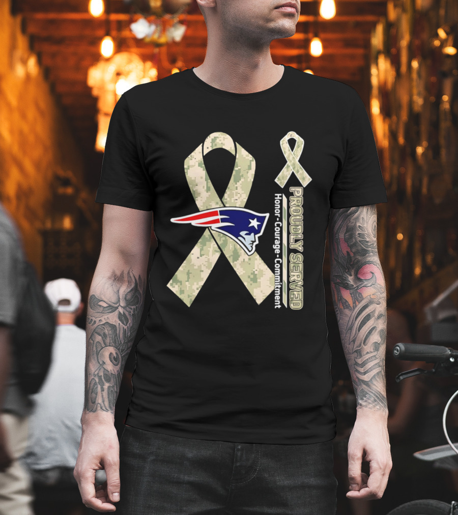 New England Patriots Camouflage Ribbon Honor Courage Commitment T-Shirt