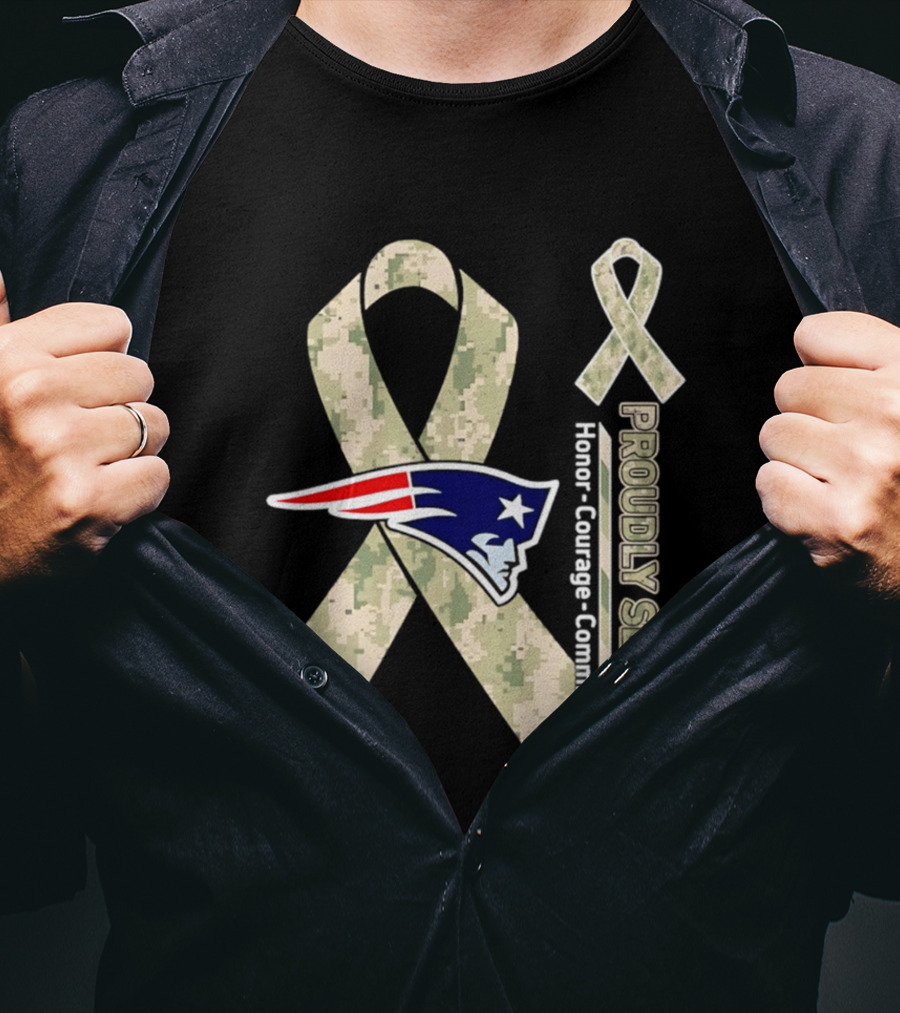 New England Patriots Camouflage Ribbon Honor Courage Commitment T-Shirt
