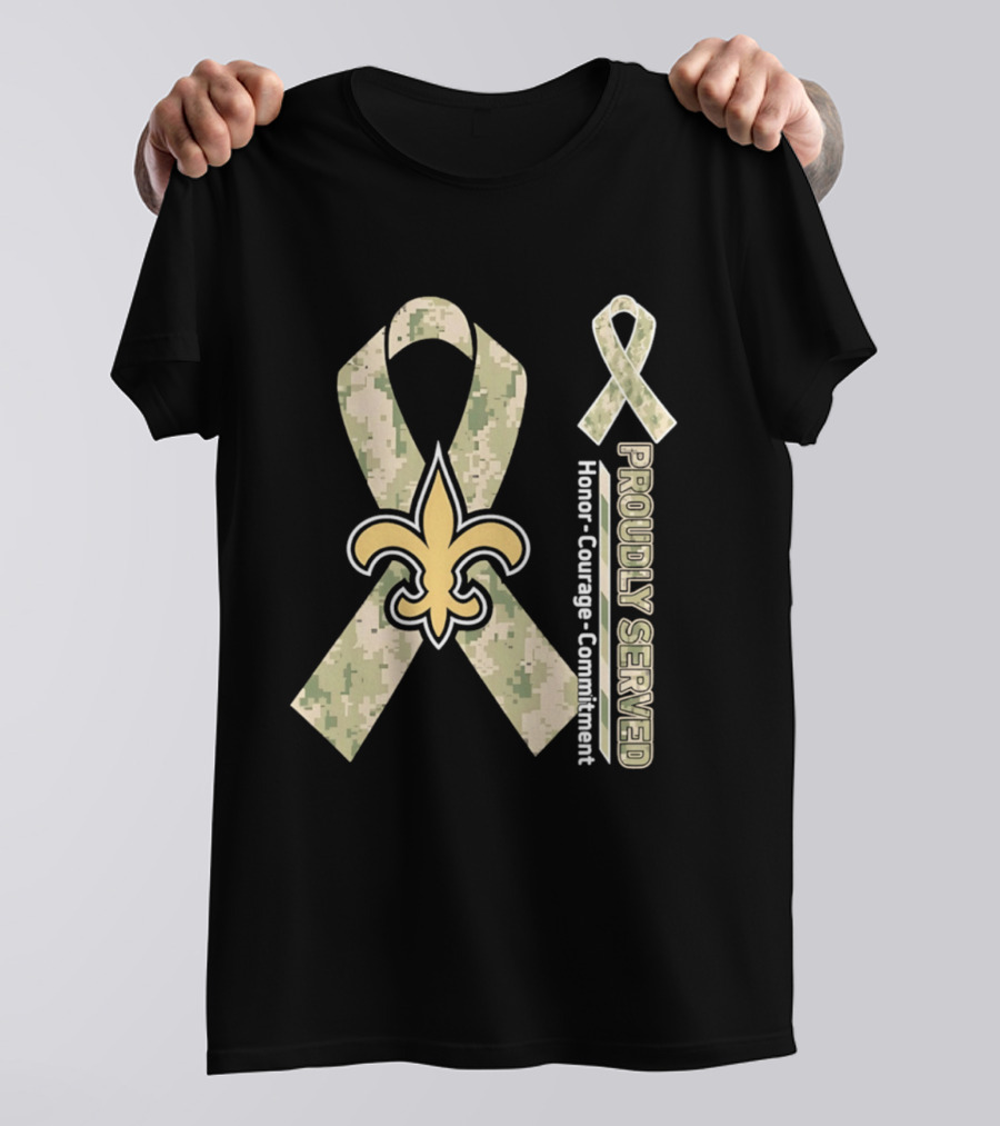 New Orleans Saints Camouflage Ribbon Honor Courage Commitment T-Shirt