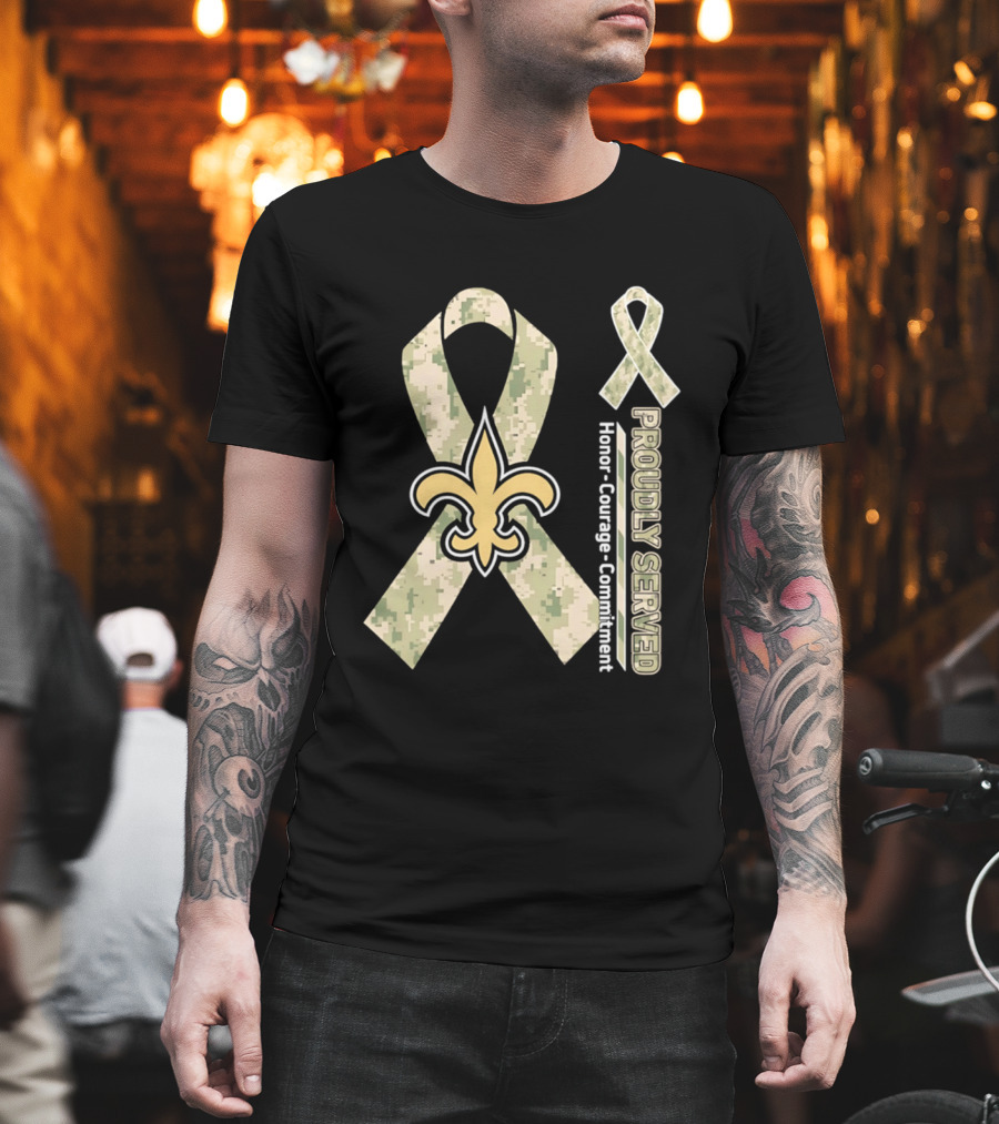 New Orleans Saints Camouflage Ribbon Honor Courage Commitment T-Shirt
