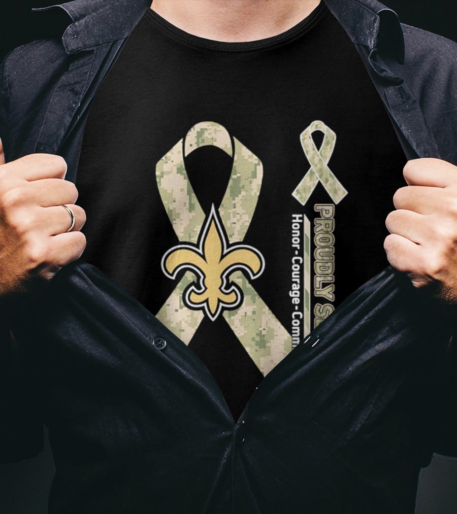 New Orleans Saints Camouflage Ribbon Honor Courage Commitment T-Shirt