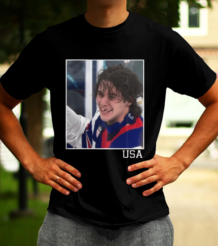 Jack Hughes USA Hockey Toothless Smile T-Shirt