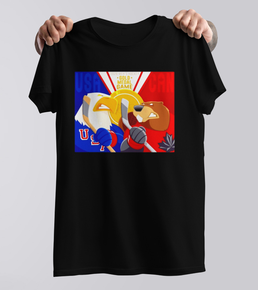 USA Vs Canada 2026 Men's Hockey Gold Medal Game Eagle Vs Beaver Showdown T-Shirt