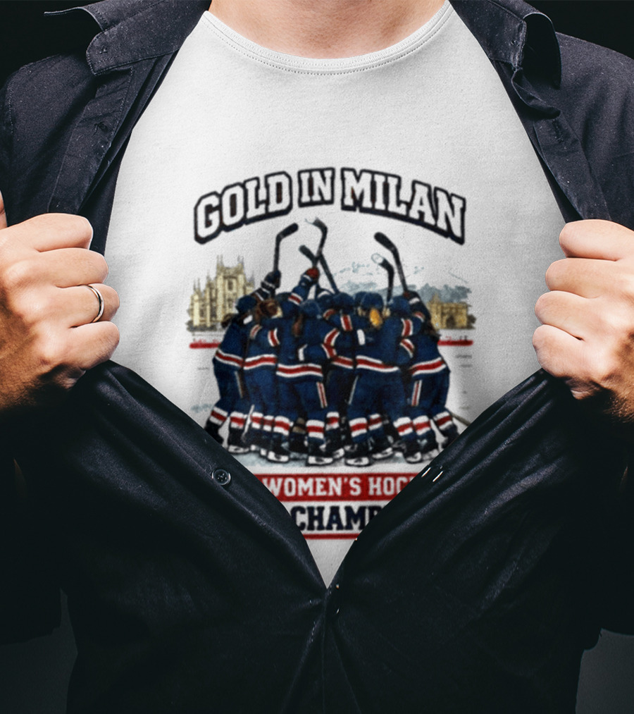 Gold In Milan 2026 Champions USA Women's Hockey T-Shirt