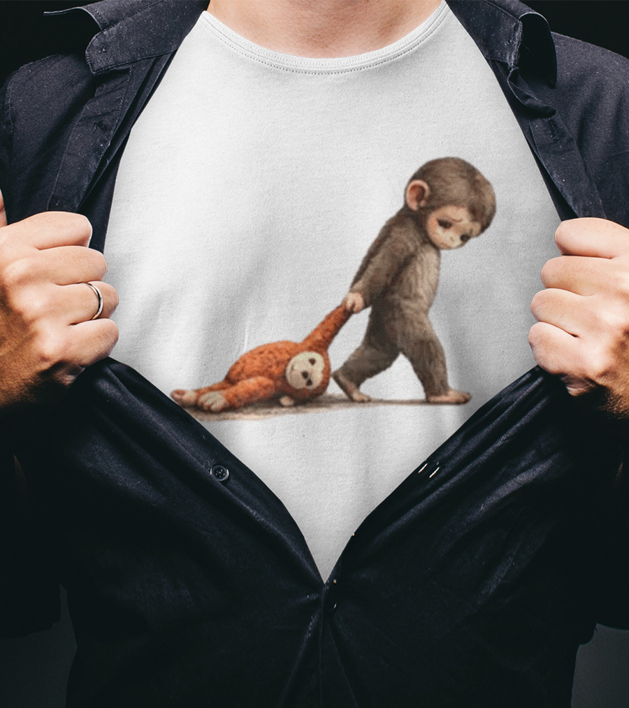 Monkey Baby Dragging Toy Monkey T-Shirt