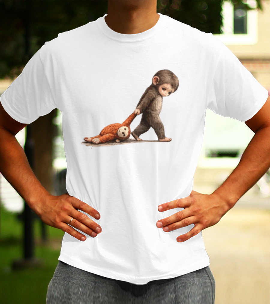 Monkey Baby Dragging Toy Monkey T-Shirt