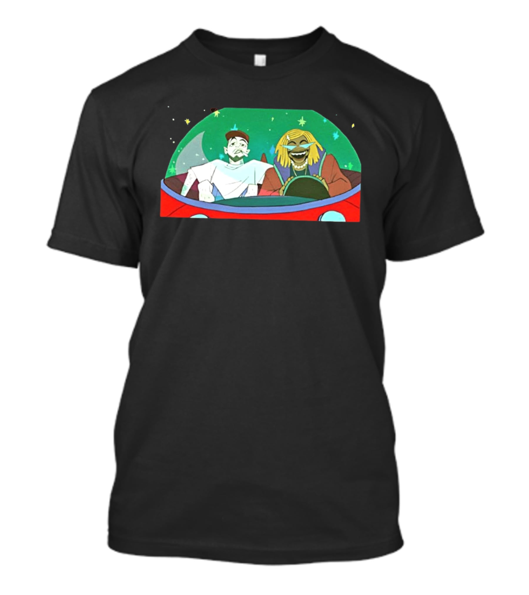Mac Miller Thundercat She Knows Too Much Animated Illustration In Space Car T-Shirt