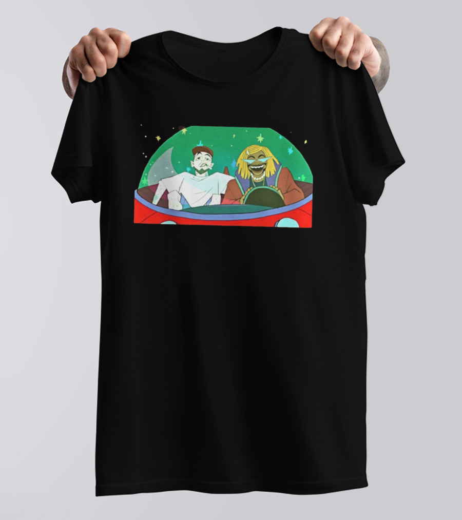 Mac Miller Thundercat She Knows Too Much Animated Illustration In Space Car T-Shirt