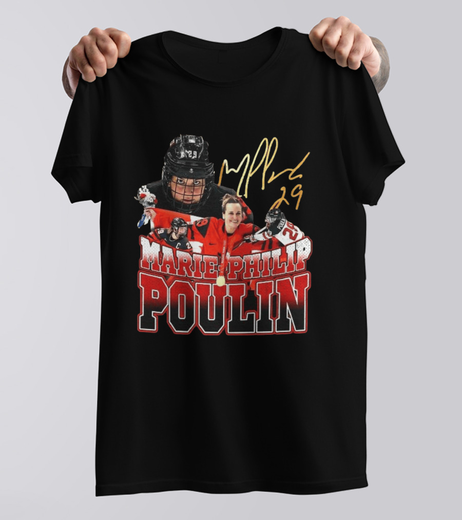 Marie Philip Poulin 29 Women's Ice Hockey Gold Medalist Signature T-Shirt