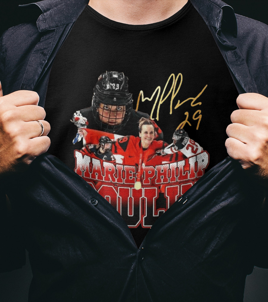 Marie Philip Poulin 29 Women's Ice Hockey Gold Medalist Signature T-Shirt