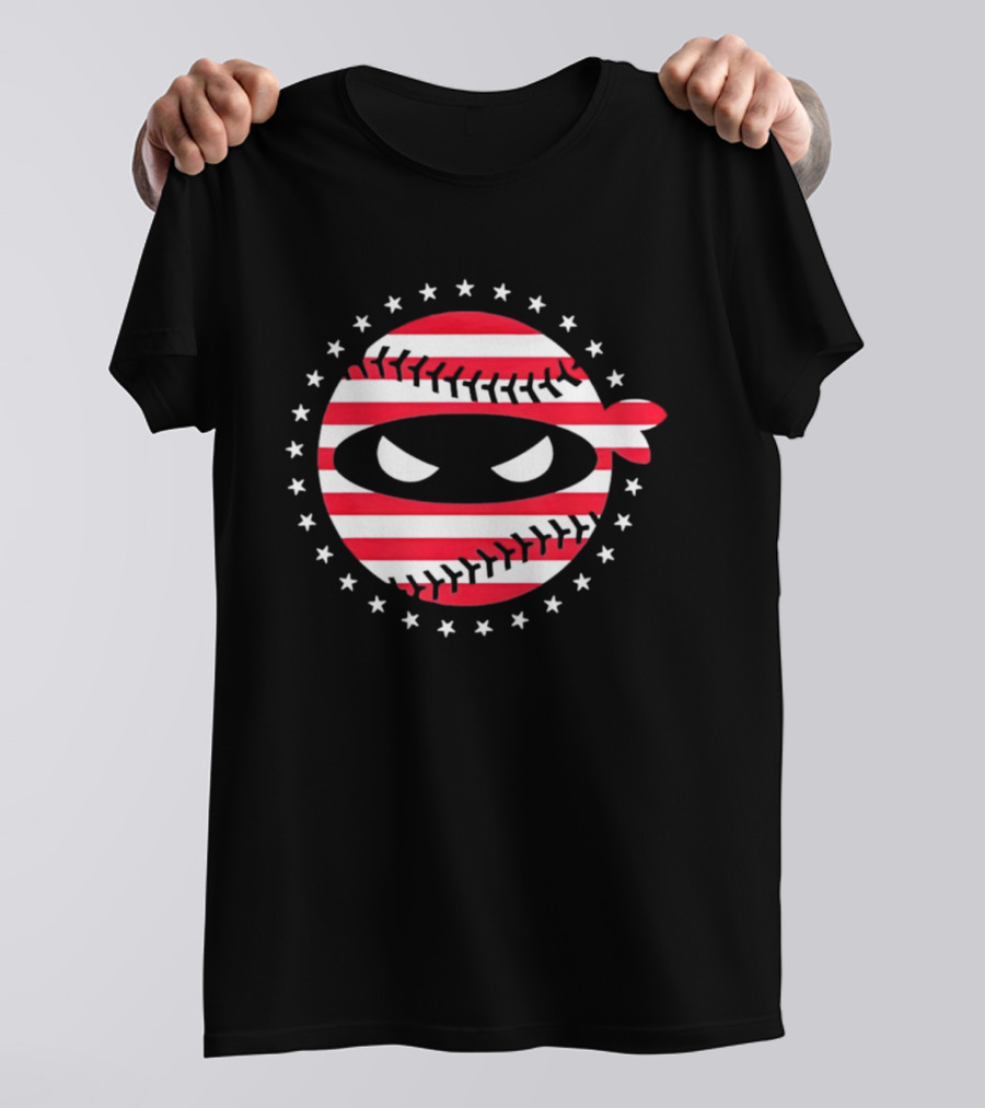 Pitching Ninja USA Flag Baseball Style Stars And Stripes T-Shirt