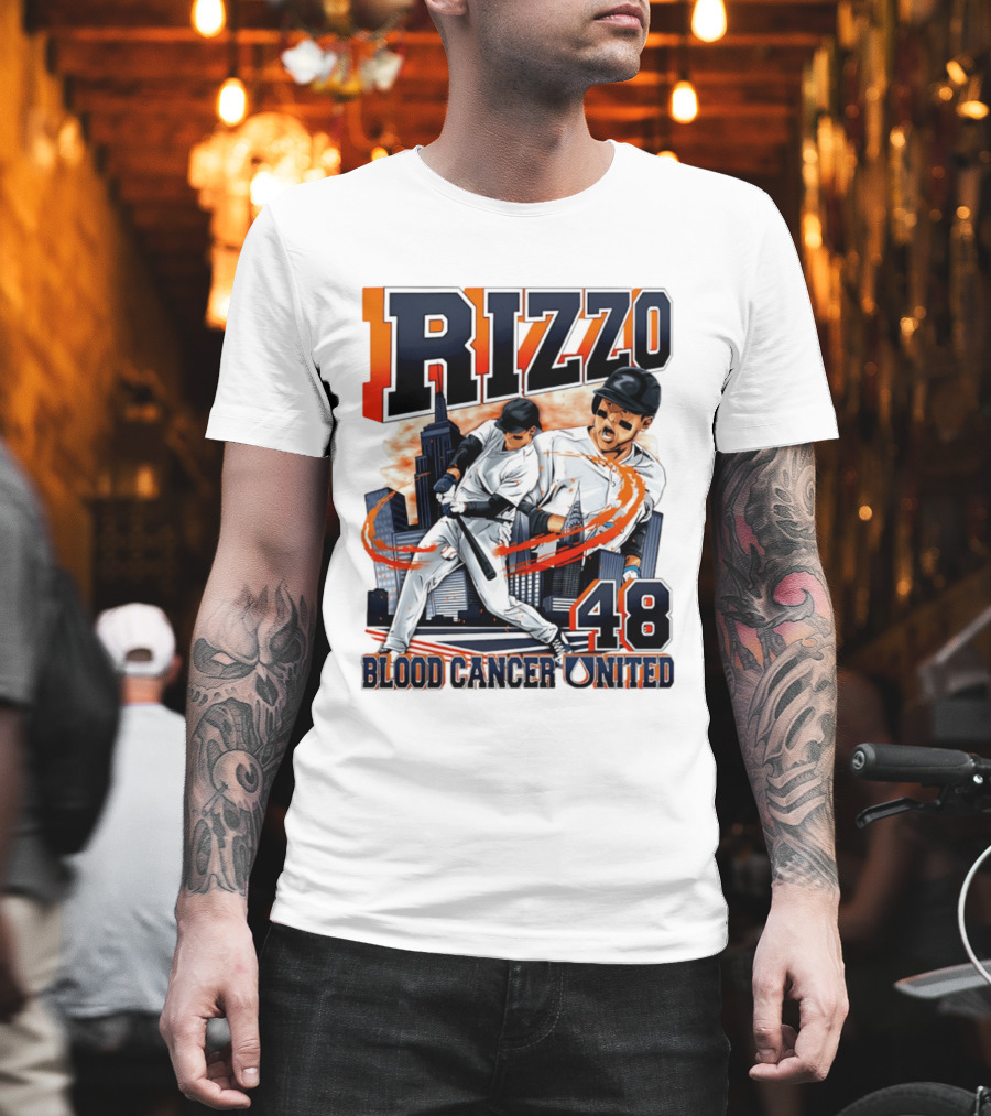 Rizzo 48 Blood Cancer United Hand Drawn Baseball T-Shirt