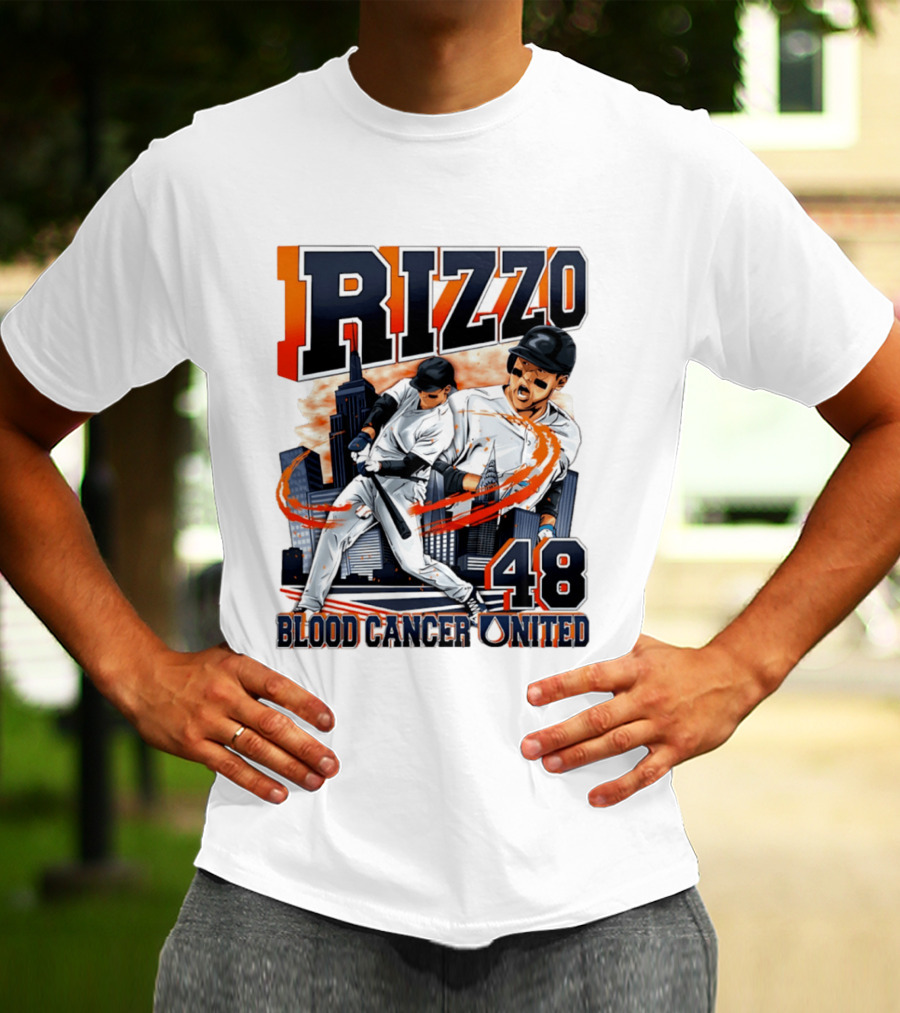Rizzo 48 Blood Cancer United Hand Drawn Baseball T-Shirt
