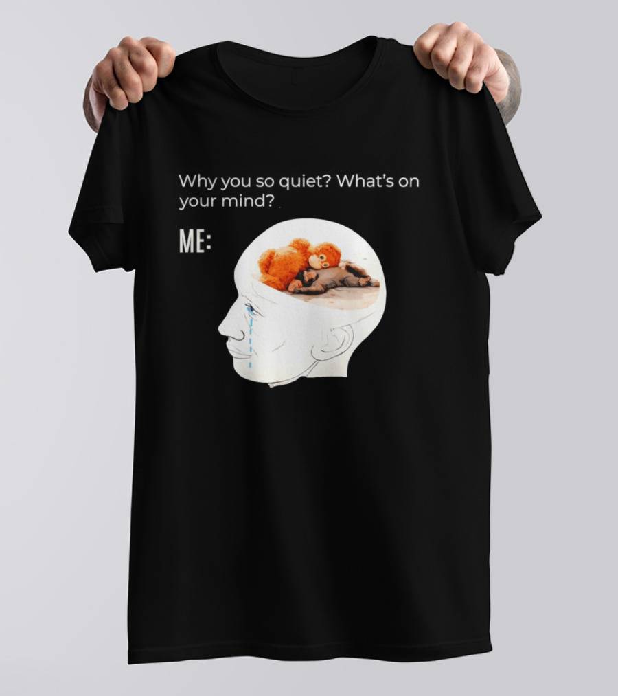 Punch Monkey Why You So Quiet What's On Your Mind Quirky Plush Toy Headspace T-Shirt