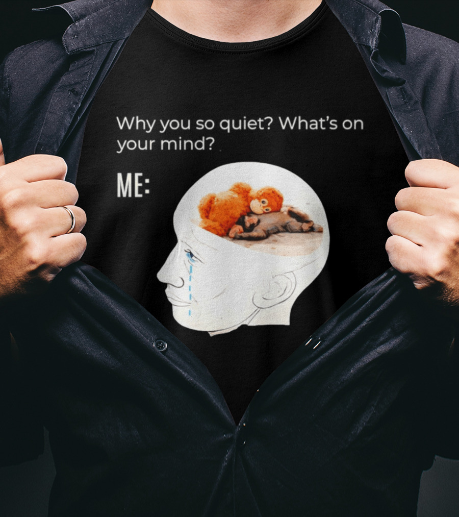 Punch Monkey Why You So Quiet What's On Your Mind Quirky Plush Toy Headspace T-Shirt