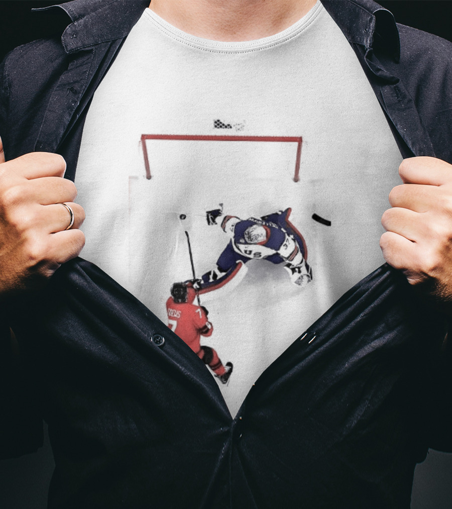 Connor Hellebuyck Team USA Ice Hockey Goalie Save Moment T-Shirt