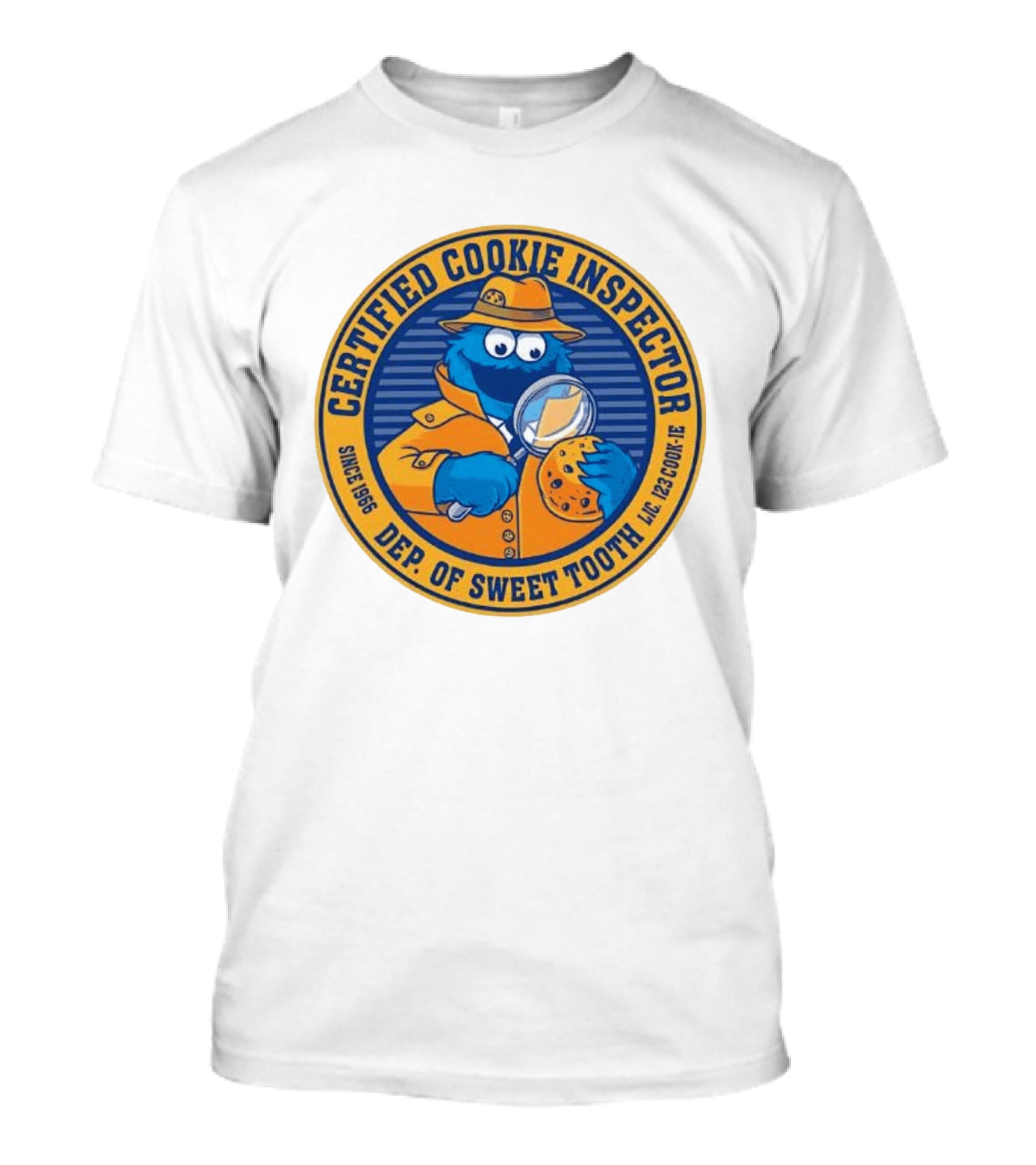 Certified Cookie Inspector Cookie Monster Since 1996 Dept Of Sweet Tooth T-Shirt