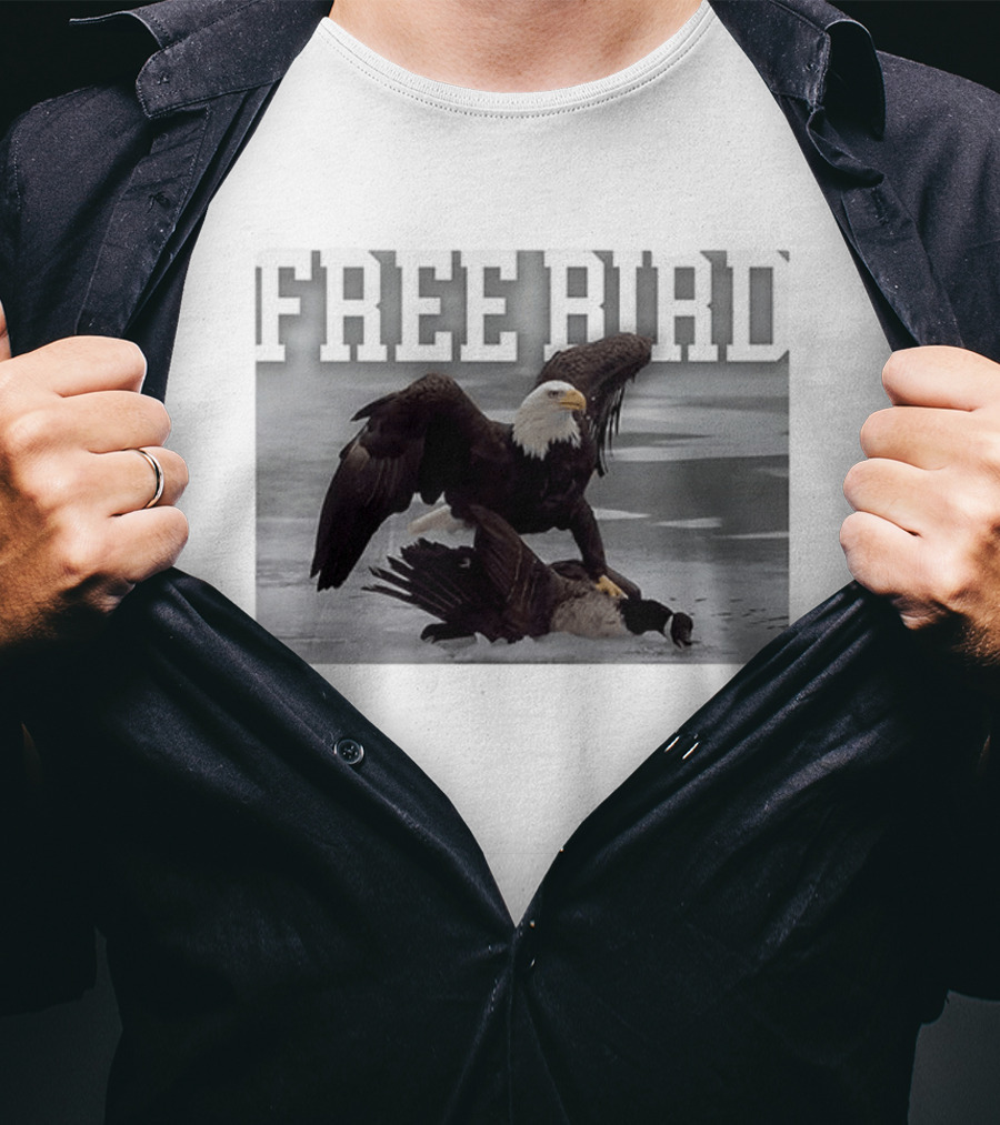 Free Bird Bald Eagle Dominance Over Canada Goose T-Shirt