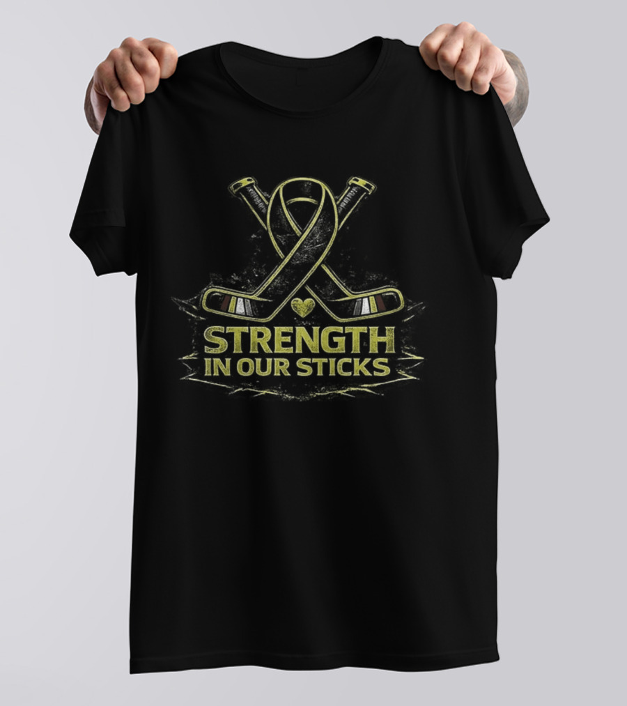 Strength In Our Sticks NHL Hockey Ribbon Support T-Shirt