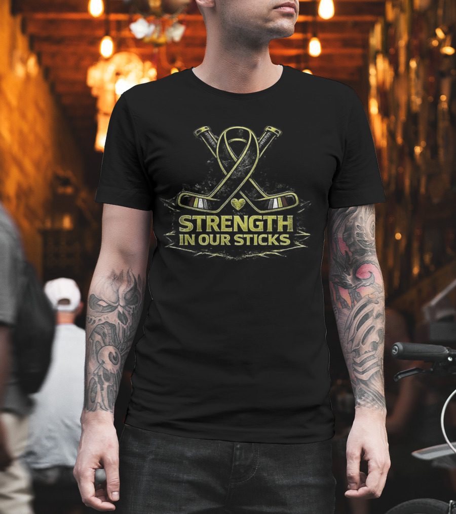 Strength In Our Sticks NHL Hockey Ribbon Support T-Shirt