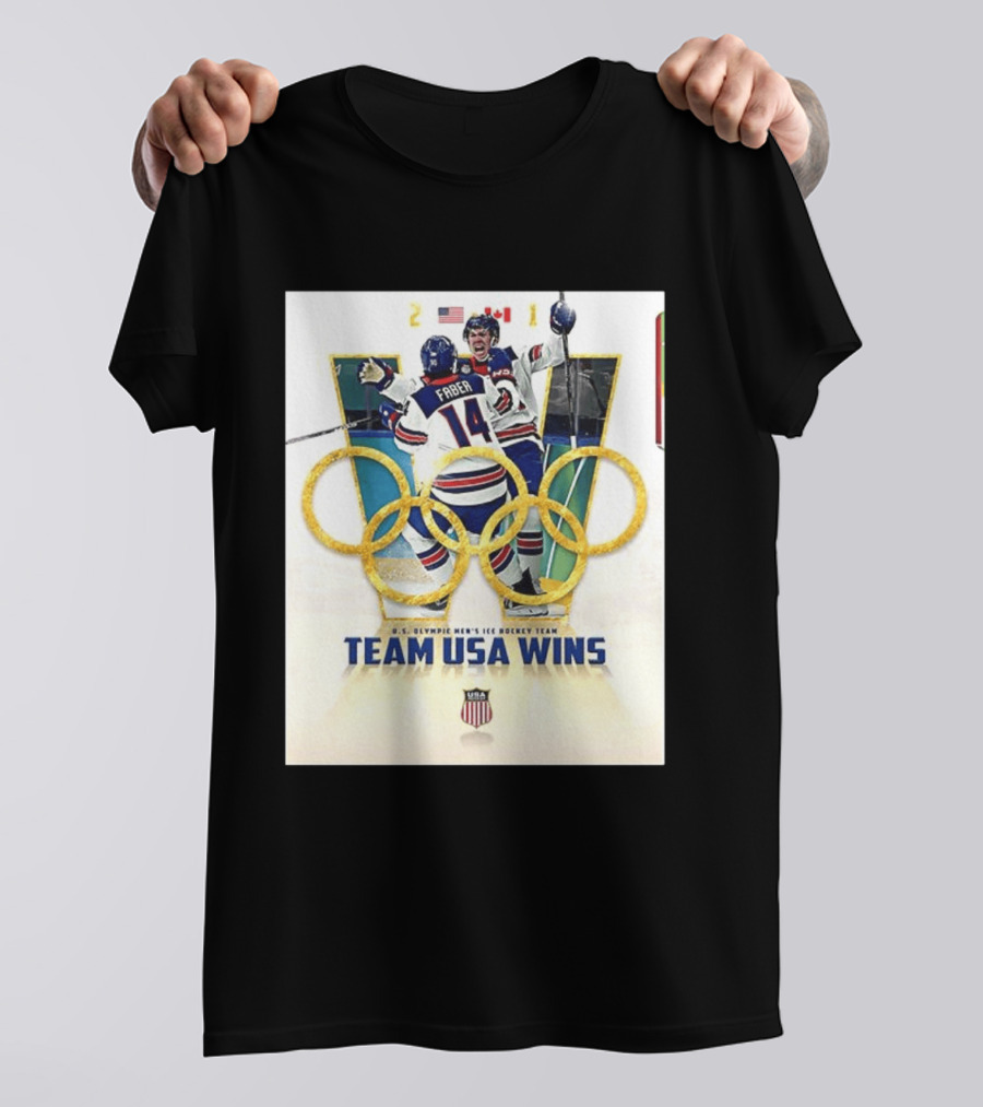 O.S. Olympic Men's Ice Hockey Team USA Wins Gold Against Canada 2 1 T-Shirt