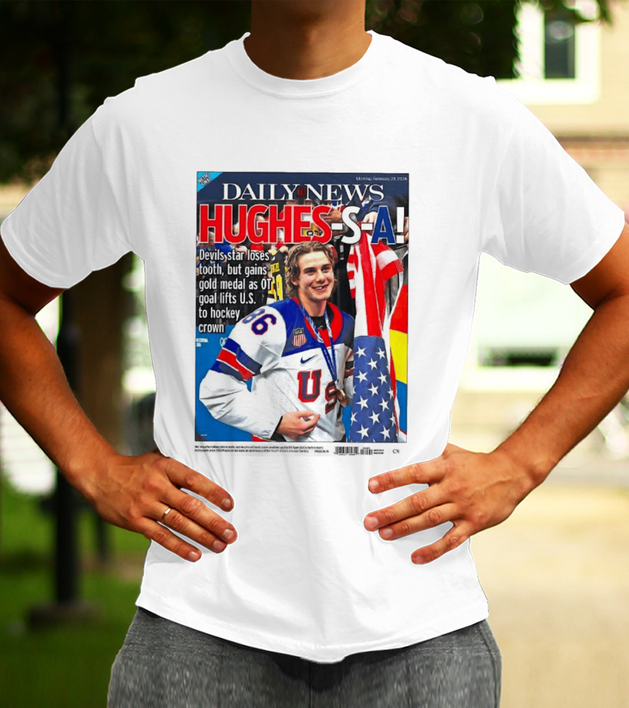 Daily News Jack Hughes S A Gold Medal US Hockey Devil Star T-Shirt