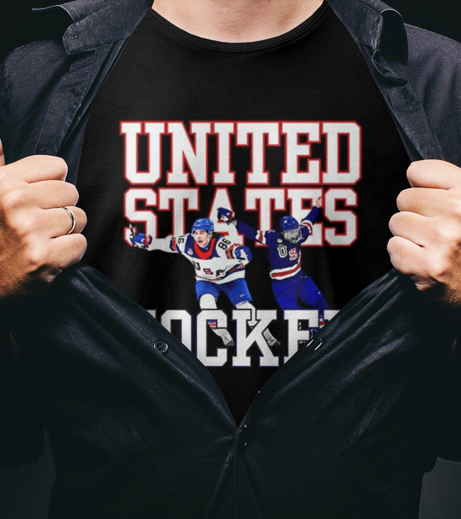 United States Hockey Players Celebration T-Shirt