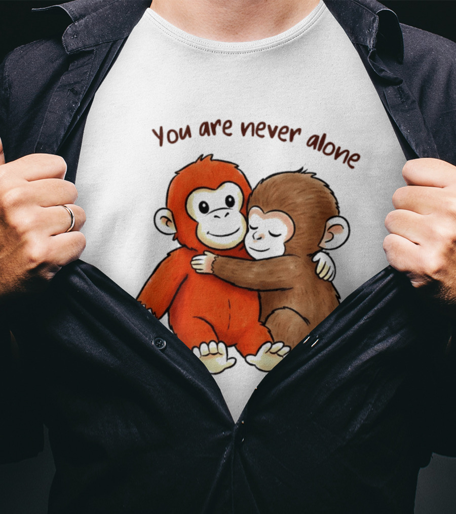 Punch The Monkey Panchi Kun You Are Never Alone Hugging Friends T-Shirt