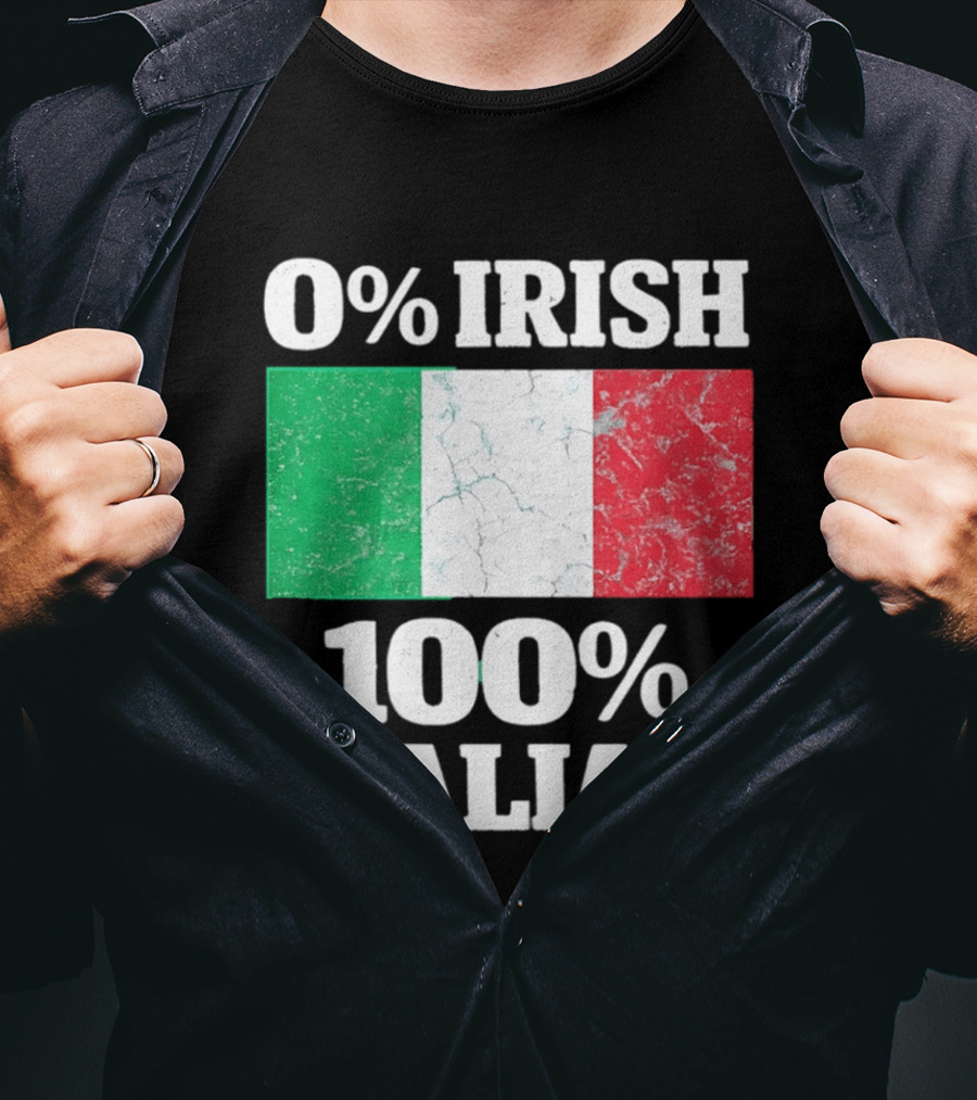 0 Irish 100 Italian Flag Heritage Pride Italy T-Shirt