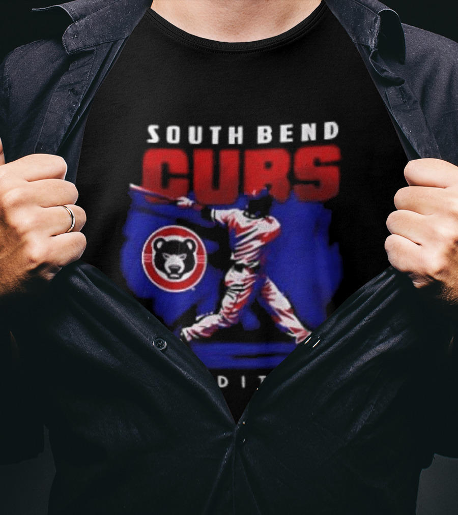 South Bend Cubs Tradition Vintage Baseball Player T-Shirt