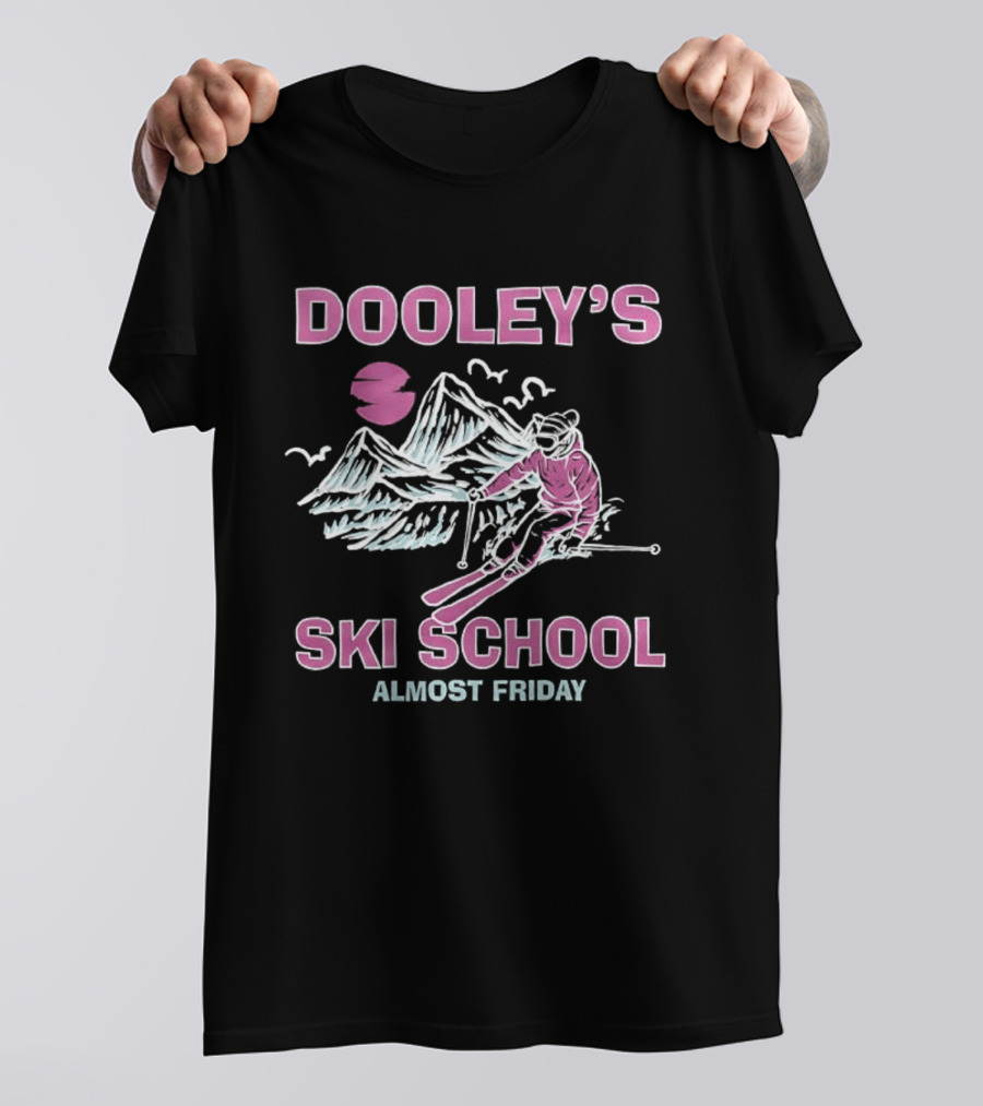 Dooley's Ski School Almost Friday Skiing Mountains Ski Jumper T-Shirt
