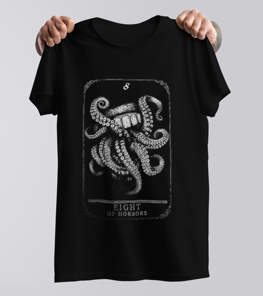 Eight Of Horrors Tarot Card Octopus T-Shirt